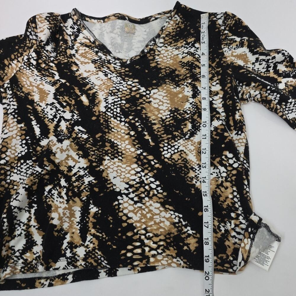 Anne Klein Women’s Large Snake Print V-Neck 3/4 Sleeve Stretch Blouse Top Soft - Picture 7 of 8